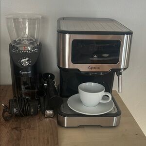 Capresso Black and Silver Coffee Maker with Grinder